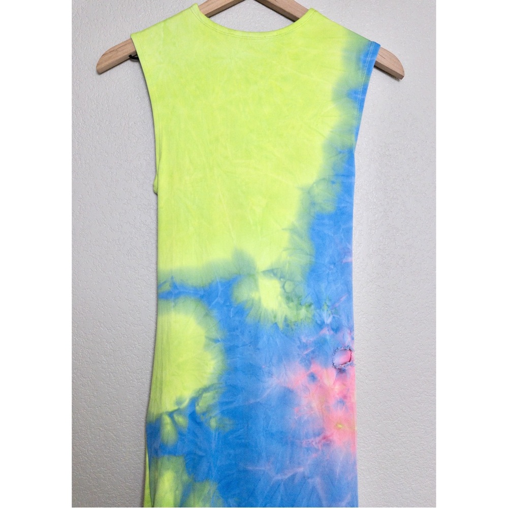 Bronx and Banco Daphnie Tie Dye Cutout Maxi Dress M Sleeveless Front Twist Slit - Picture 10 of 11